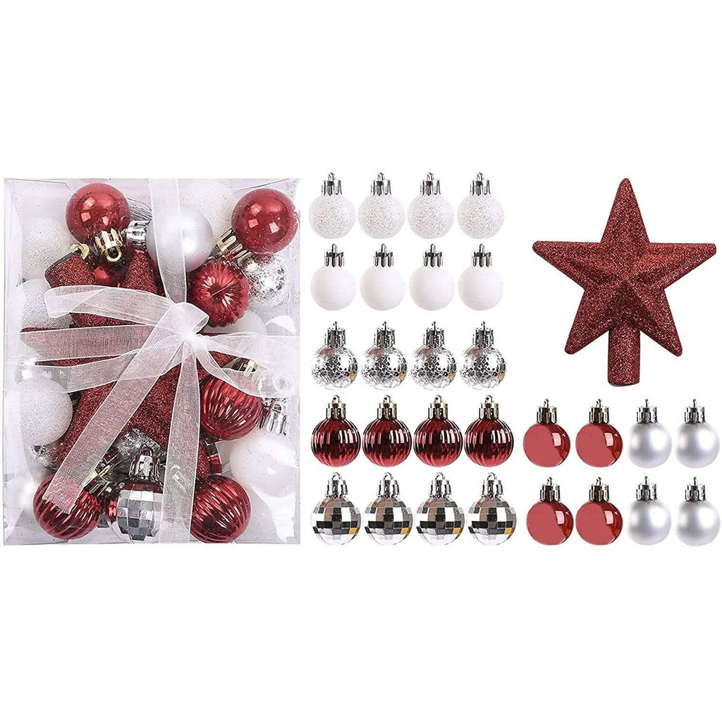 Sleigh All Day Silver & Ice Blue Christmas Ornament Collection – 30-Piece Holiday Tree Décor Set