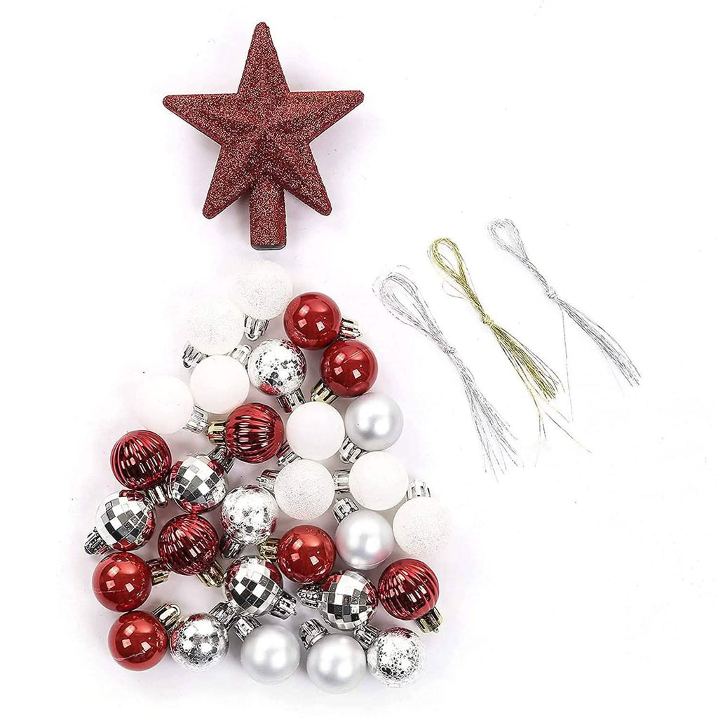 Sleigh All Day Silver & Ice Blue Christmas Ornament Collection – 30-Piece Holiday Tree Décor Set