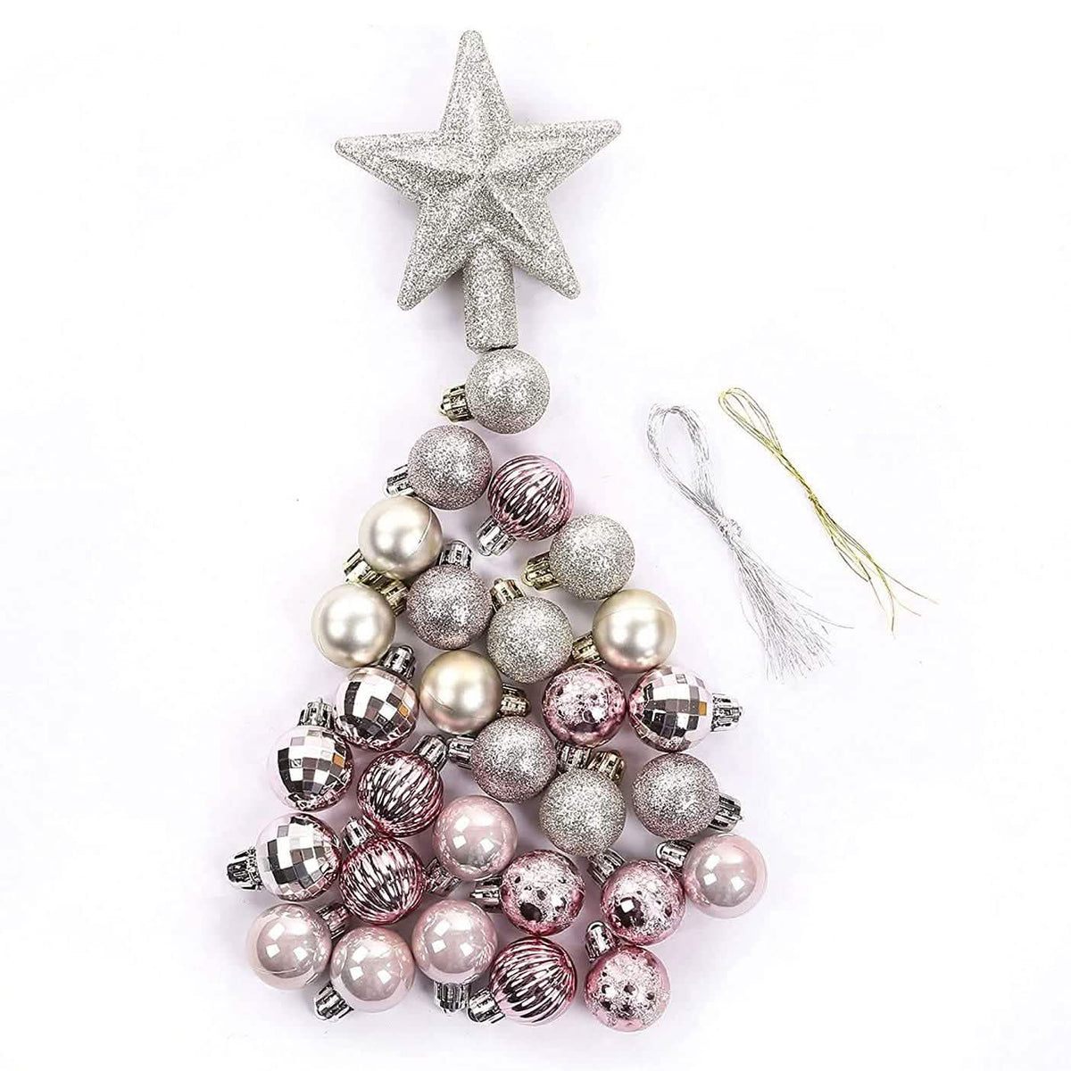 Sleigh All Day Silver & Ice Blue Christmas Ornament Collection – 30-Piece Holiday Tree Décor Set