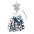 Sleigh All Day Silver & Ice Blue Christmas Ornament Collection – 30-Piece Holiday Tree Décor Set