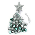 Sleigh All Day Silver & Ice Blue Christmas Ornament Collection – 30-Piece Holiday Tree Décor Set