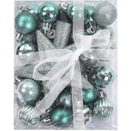 Sleigh All Day Silver & Ice Blue Christmas Ornament Collection – 30-Piece Holiday Tree Décor Set