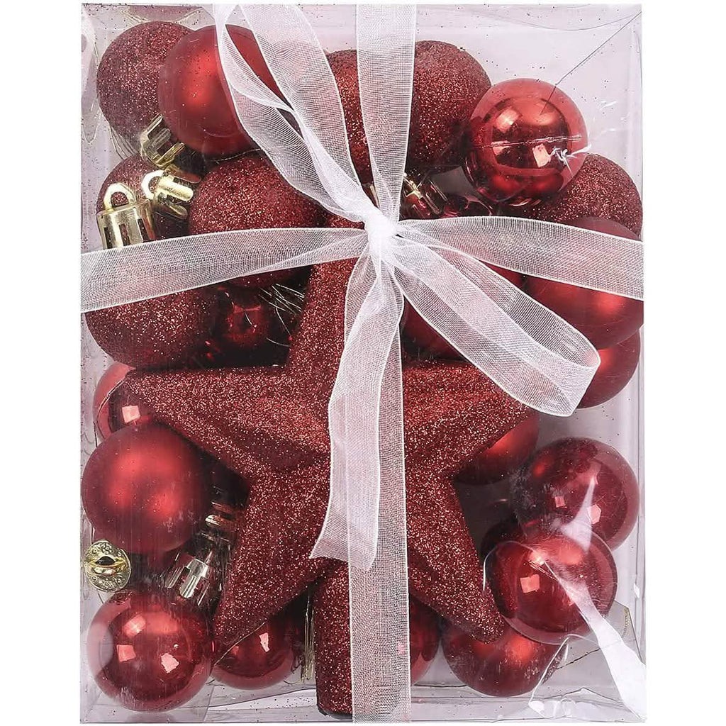 Sleigh All Day Silver & Ice Blue Christmas Ornament Collection – 30-Piece Holiday Tree Décor Set