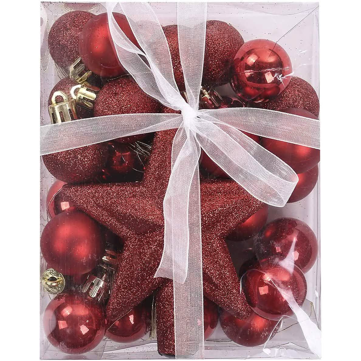 Sleigh All Day Silver & Ice Blue Christmas Ornament Collection – 30-Piece Holiday Tree Décor Set