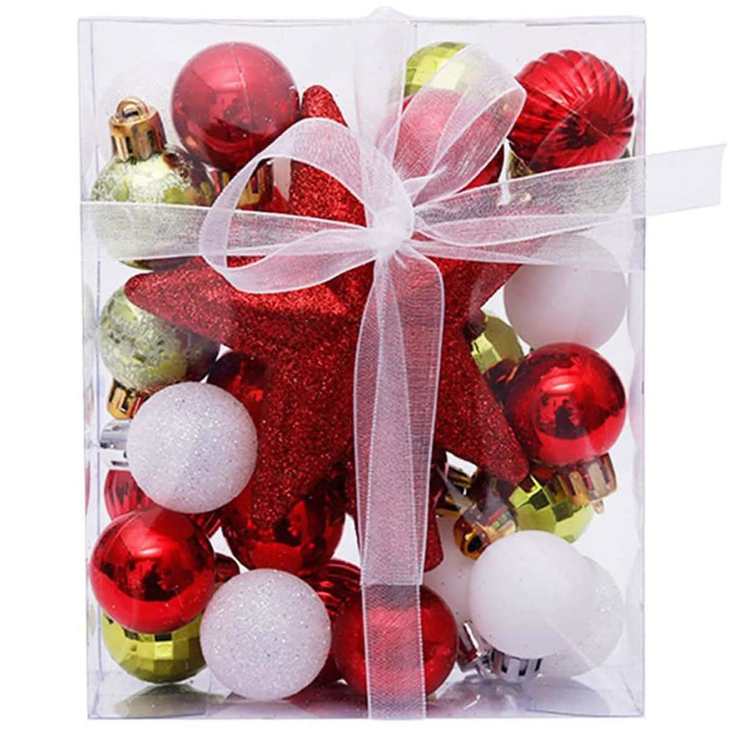 Sleigh All Day Silver & Ice Blue Christmas Ornament Collection – 30-Piece Holiday Tree Décor Set