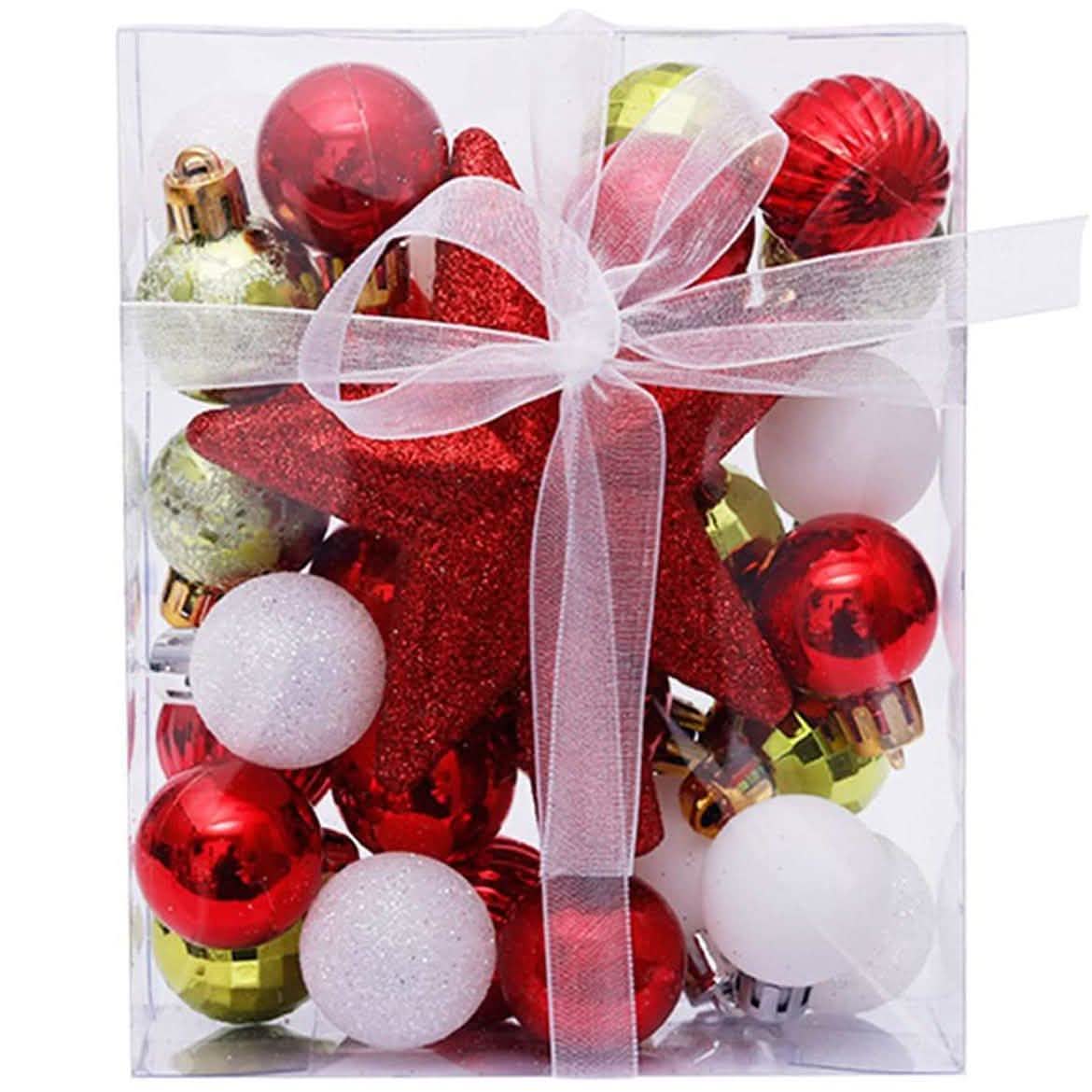 Sleigh All Day Silver & Ice Blue Christmas Ornament Collection – 30-Piece Holiday Tree Décor Set