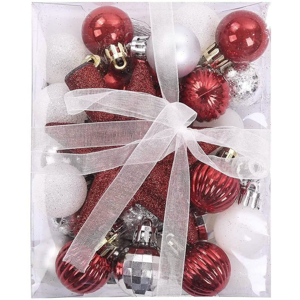 Sleigh All Day Silver & Ice Blue Christmas Ornament Collection – 30-Piece Holiday Tree Décor Set
