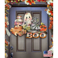 Brunhilda’s Broom Halloween Ghost & Pumpkin Door Hanger