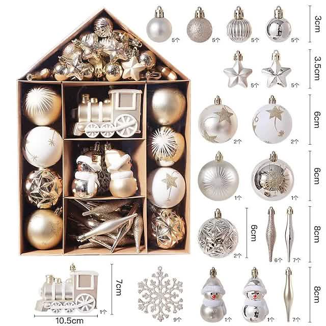 70-Piece Shatterproof Christmas Tree Ornament Set