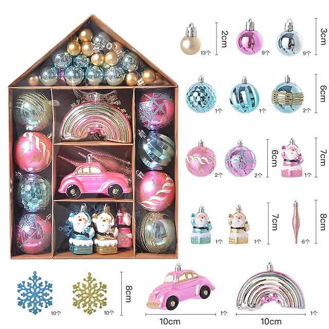 70-Piece Shatterproof Christmas Tree Ornament Set
