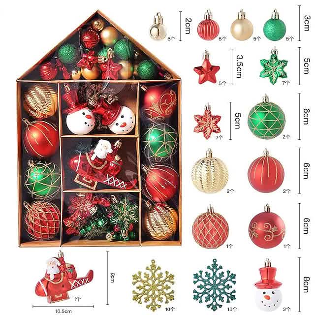 70-Piece Shatterproof Christmas Tree Ornament Set