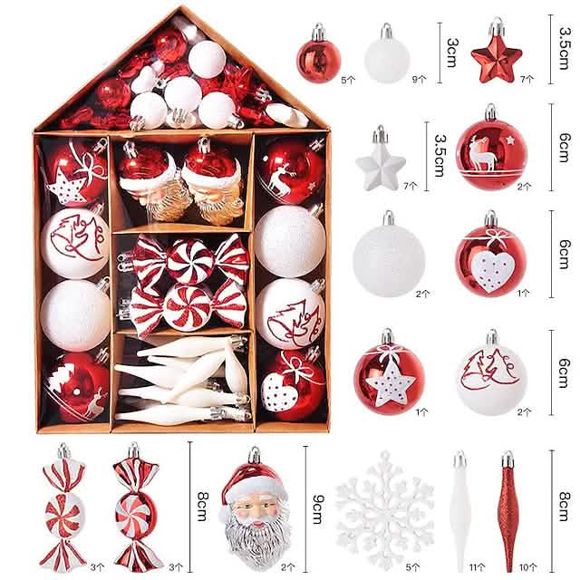 70-Piece Shatterproof Christmas Tree Ornament Set