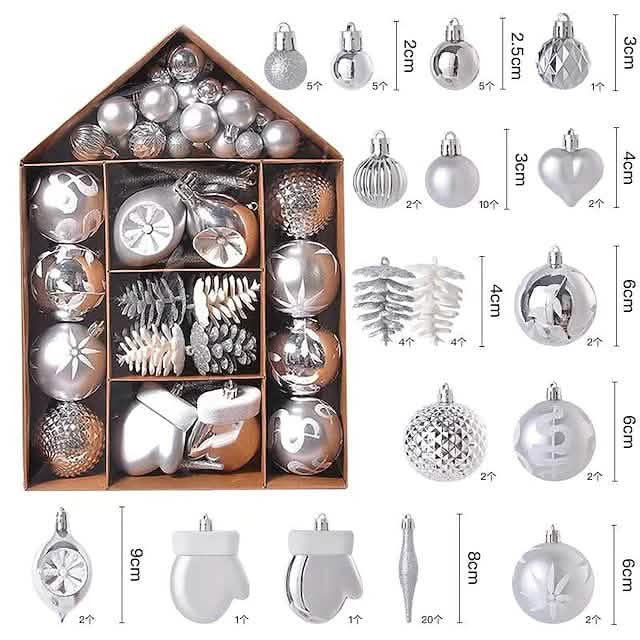 70-Piece Shatterproof Christmas Tree Ornament Set