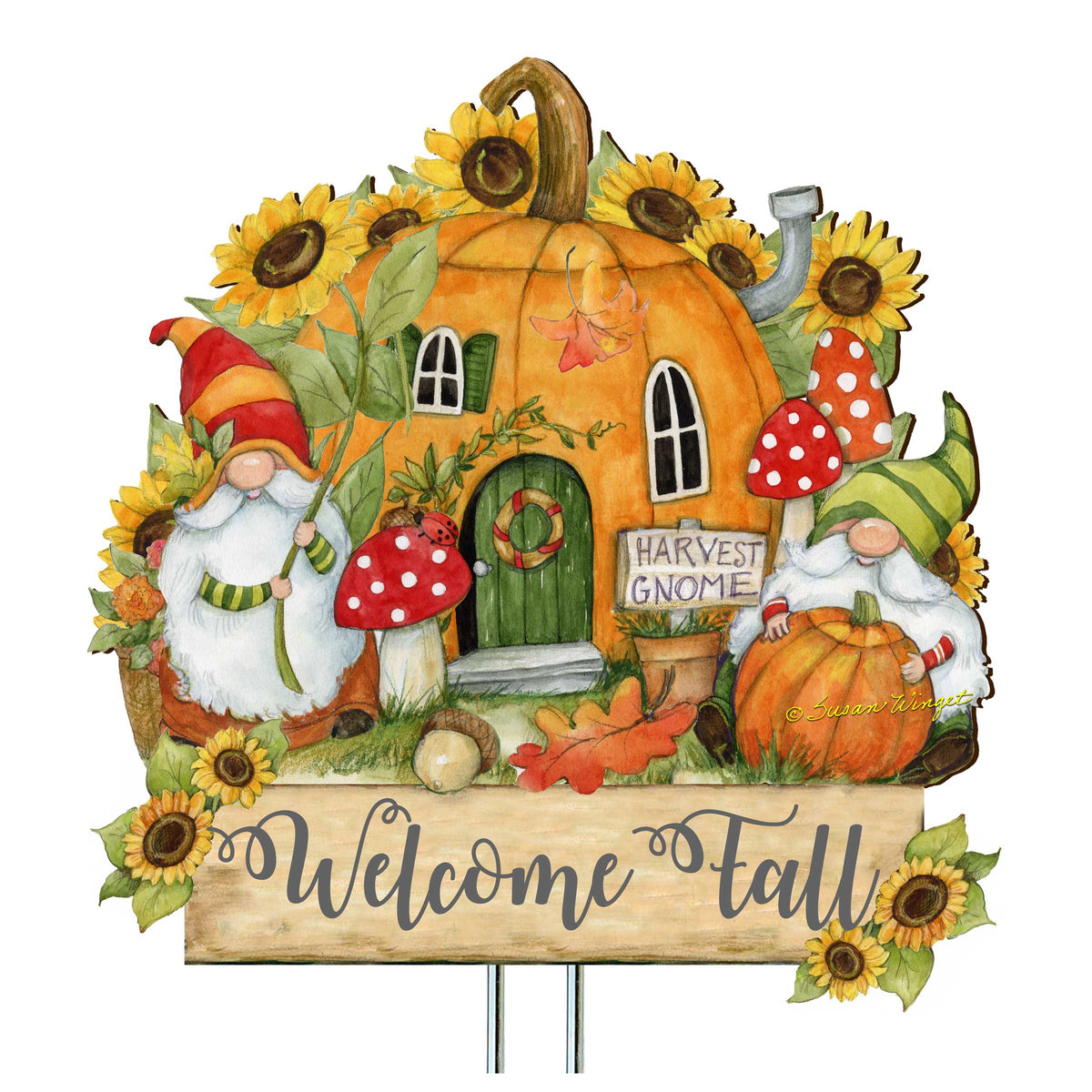 Welcome Fall Gnome Garden Stake – Autumn Outdoor Décor