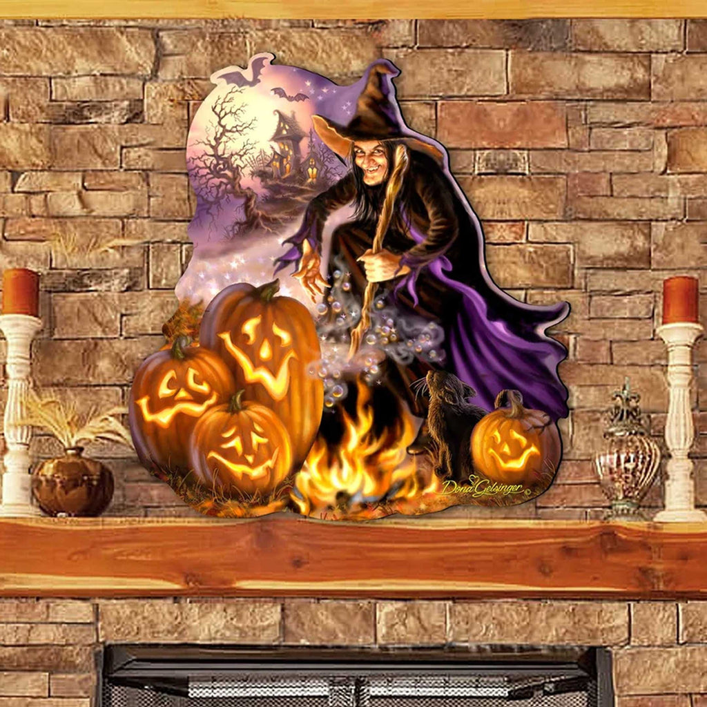 All Hallows’ Eve Witch & Pumpkin Halloween Door Hanger