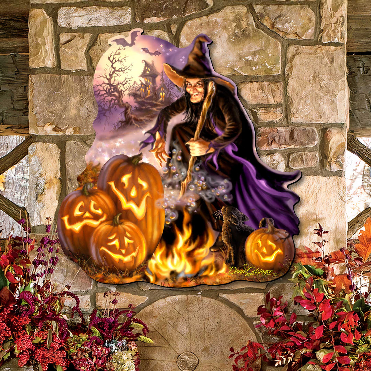 All Hallows’ Eve Witch & Pumpkin Halloween Door Hanger