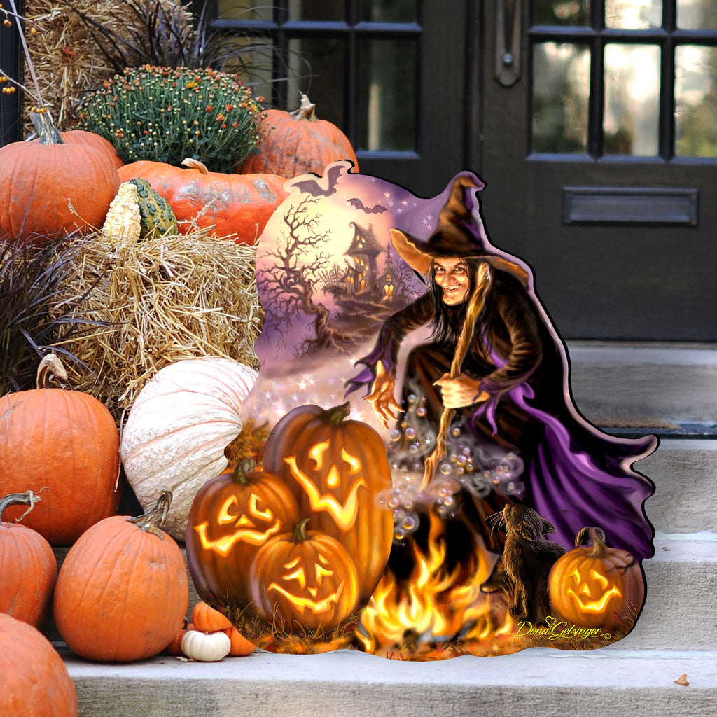 All Hallows’ Eve Witch & Pumpkin Halloween Door Hanger