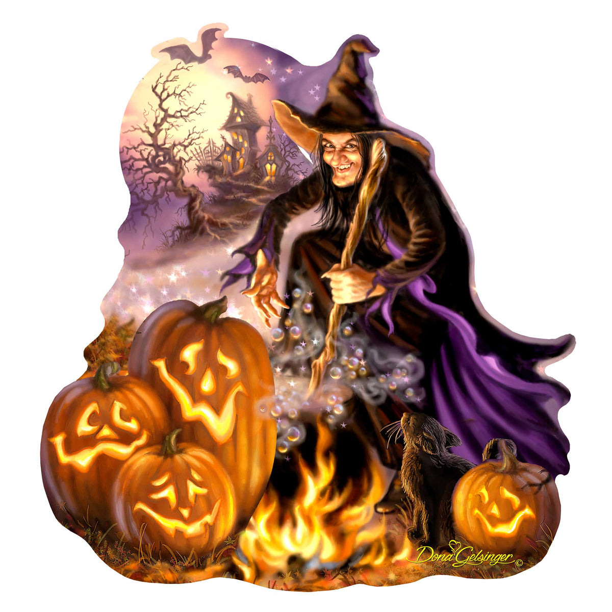 All Hallows’ Eve Witch & Pumpkin Halloween Door Hanger