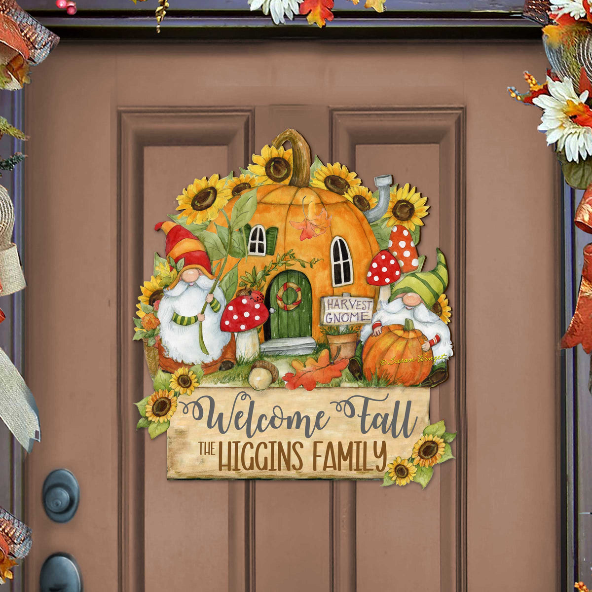 Personalized Welcome Fall Family Sign – Autumn Door & Porch Décor