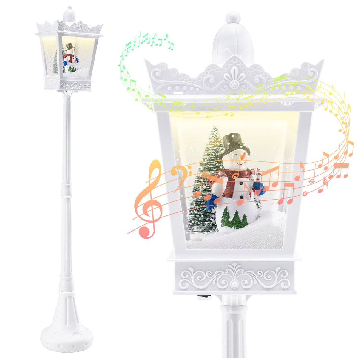 8-Foot Musical Christmas Streetlight with Snow Effect & LED Lights