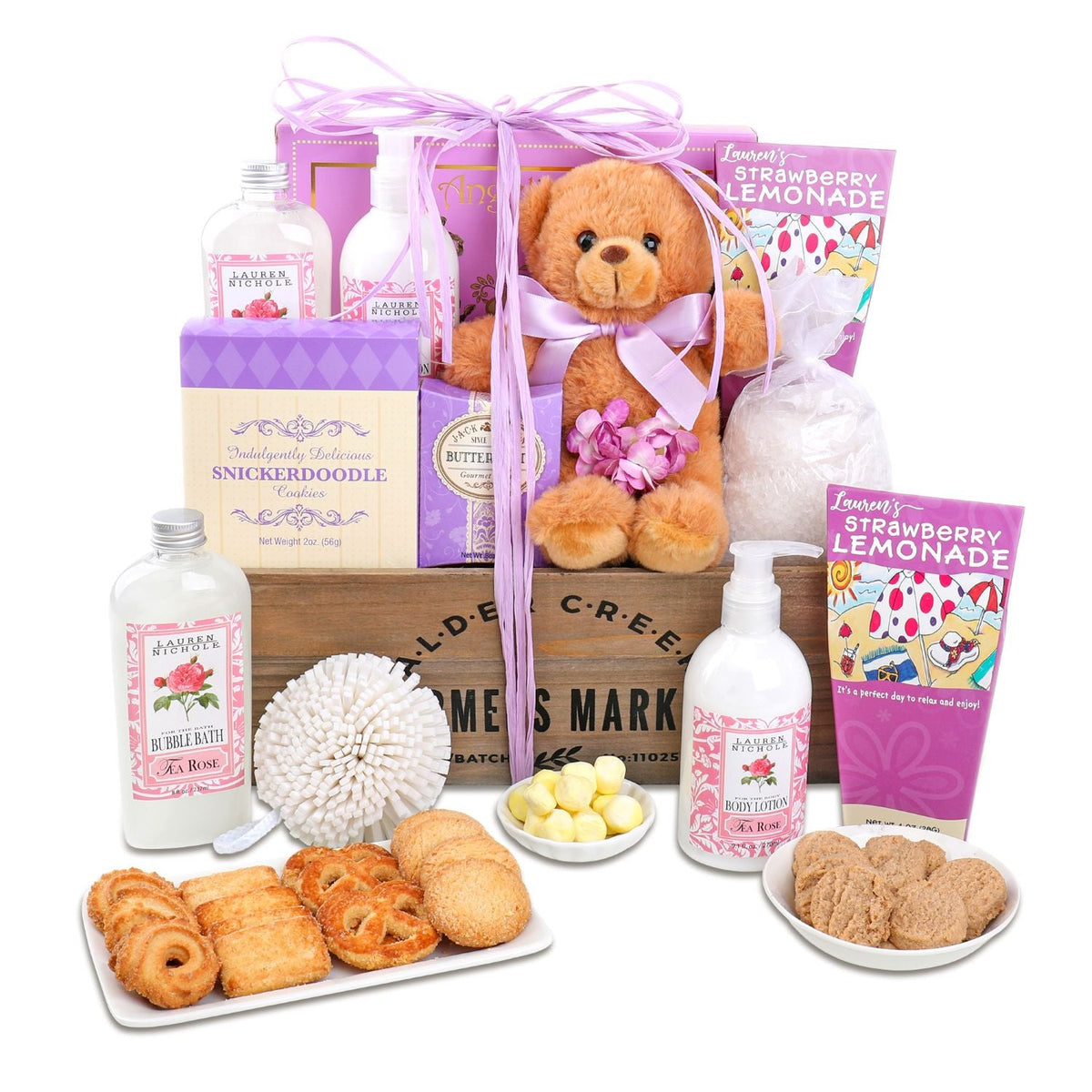 Pampered Rose Spa & Sweets Gift Basket