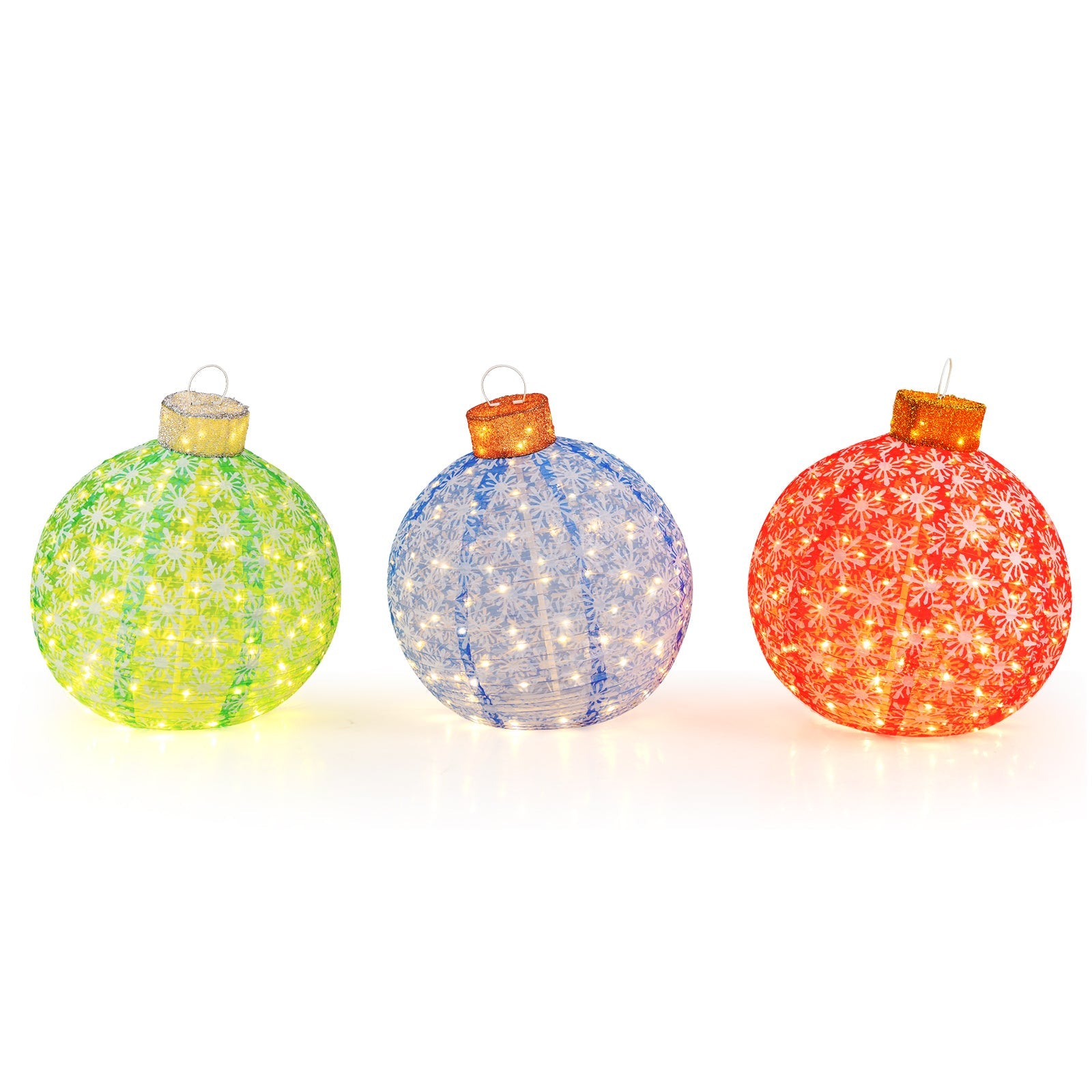 Giant Pre-Lit Christmas Ornament Ball Set – 3 Piece