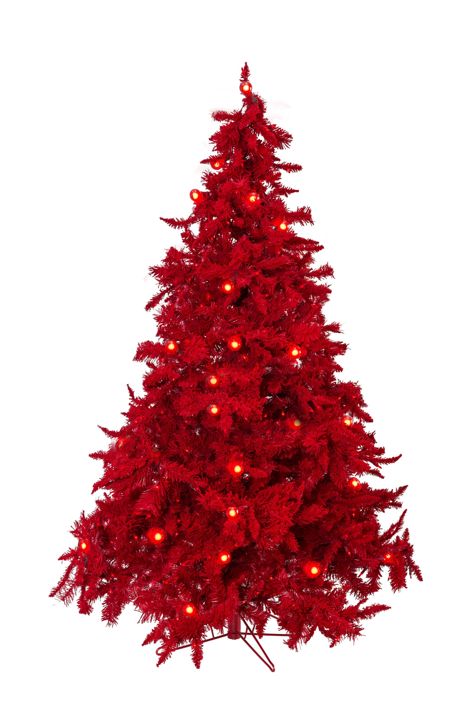 Ruby Red Radiance Pre-Lit Christmas Tree with Dual LED Lights
