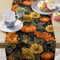 Autumn Harvest Pumpkin & Floral Table Runner – Fall & Thanksgiving Table Décor