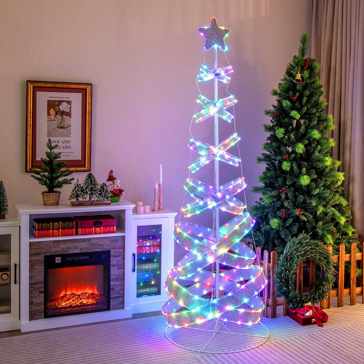 Sleigh All Day 7-Foot Lighted Spiral Christmas Tree