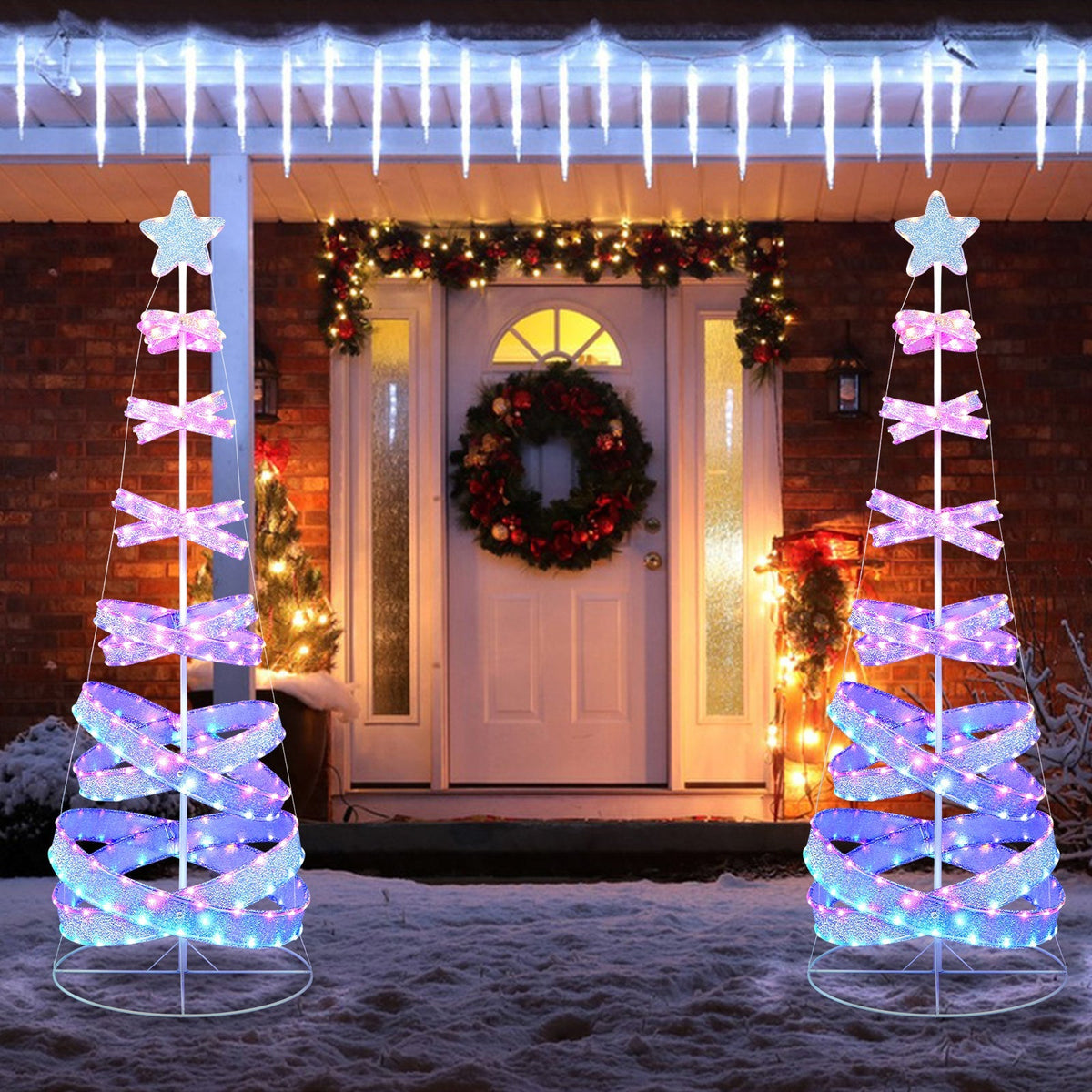 Sleigh All Day 7-Foot Lighted Spiral Christmas Tree
