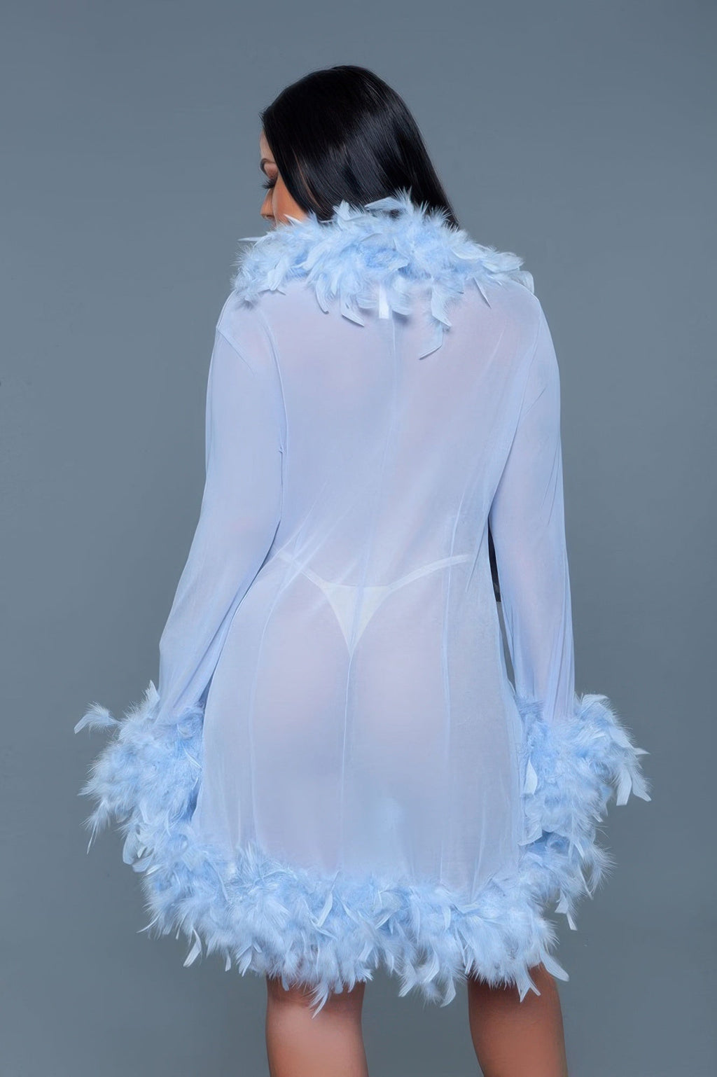 Luxe Feather-Trim Sheer Robe