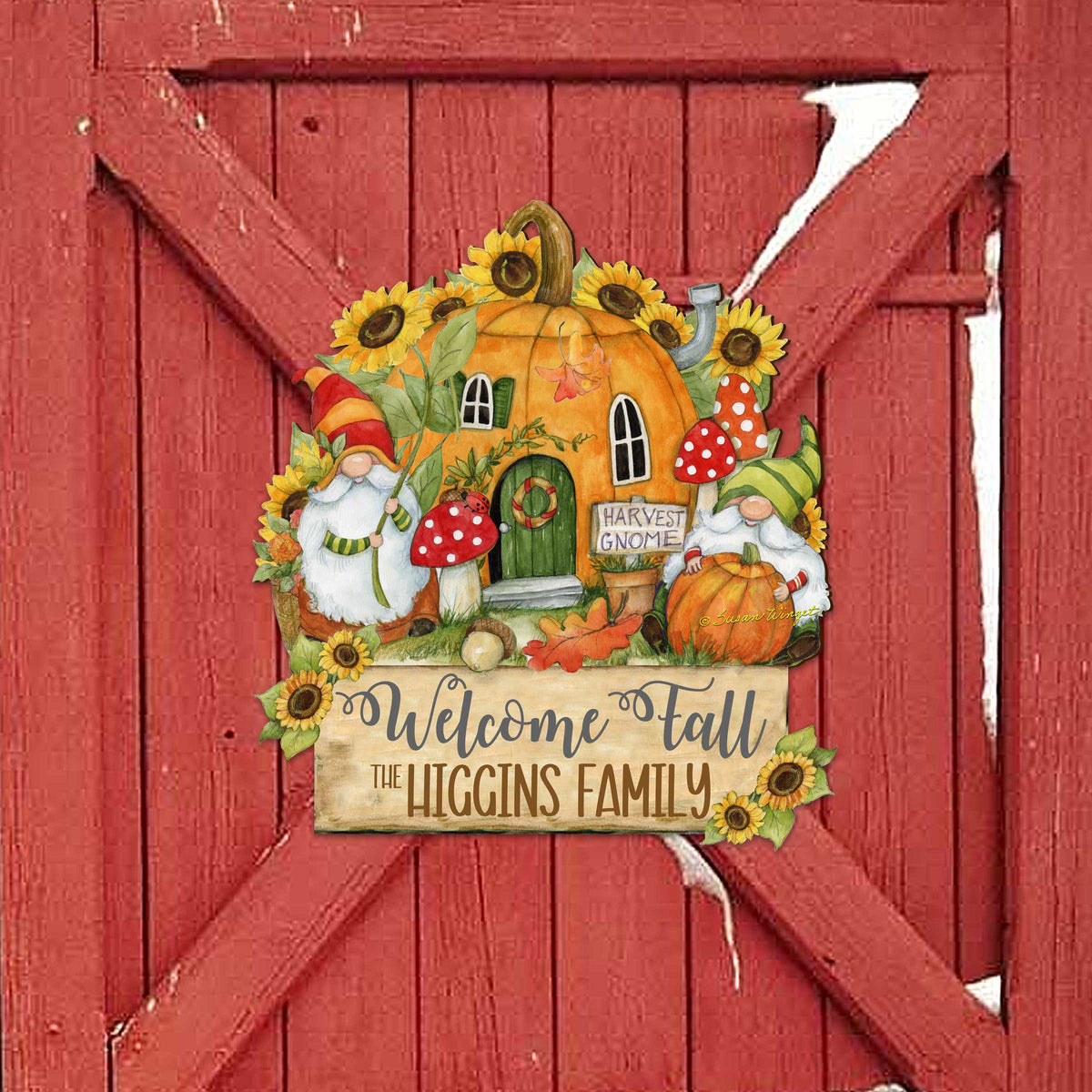 Personalized Welcome Fall Family Sign – Autumn Door & Porch Décor