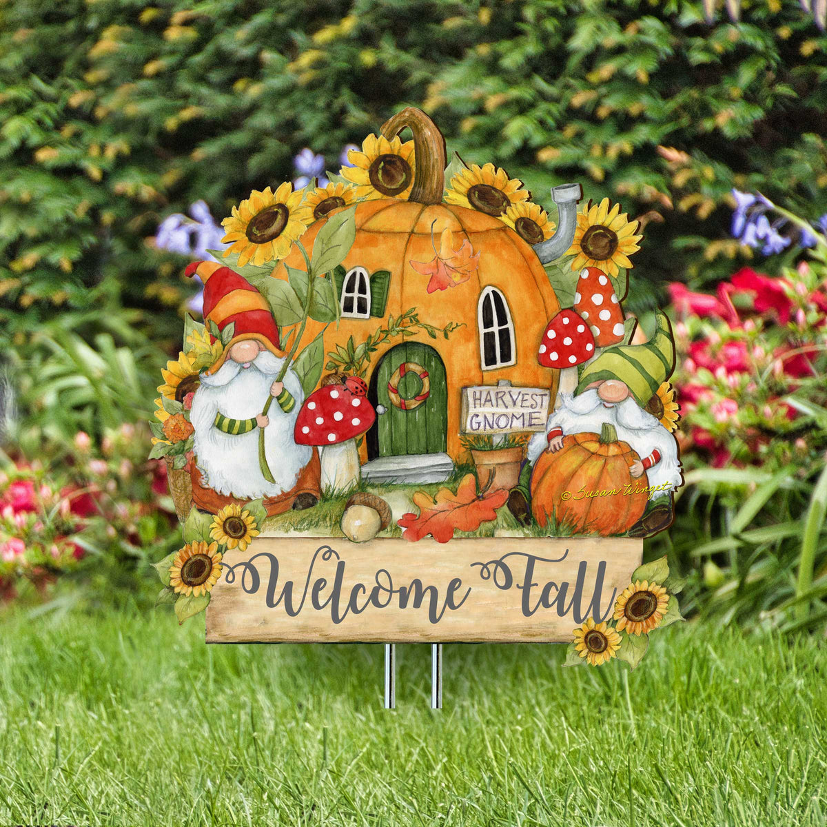 Welcome Fall Gnome Garden Stake – Autumn Outdoor Décor