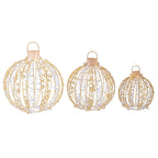 3-Piece Pre-Lit Golden Christmas Light Ball Set – 360 LEDs