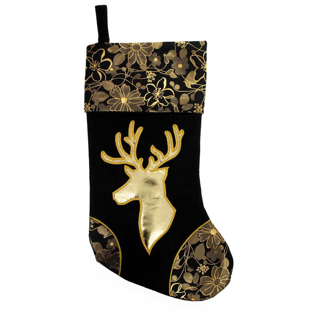 Sleigh All Day Black & Gold Christmas Stocking Set – Santa, Reindeer & Snowman – Set of 3