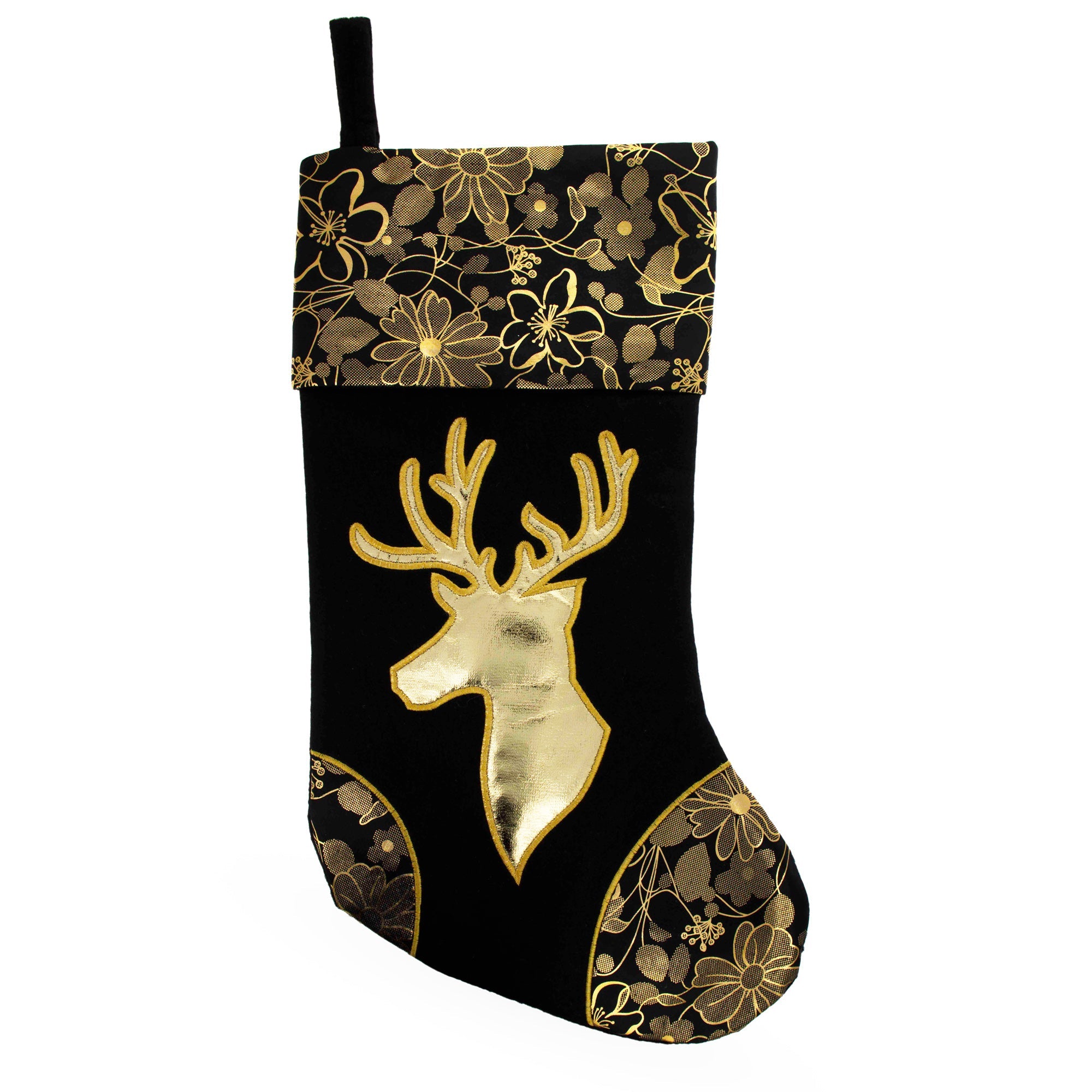 Sleigh All Day Black & Gold Christmas Stocking Set – Santa, Reindeer & Snowman – Set of 3
