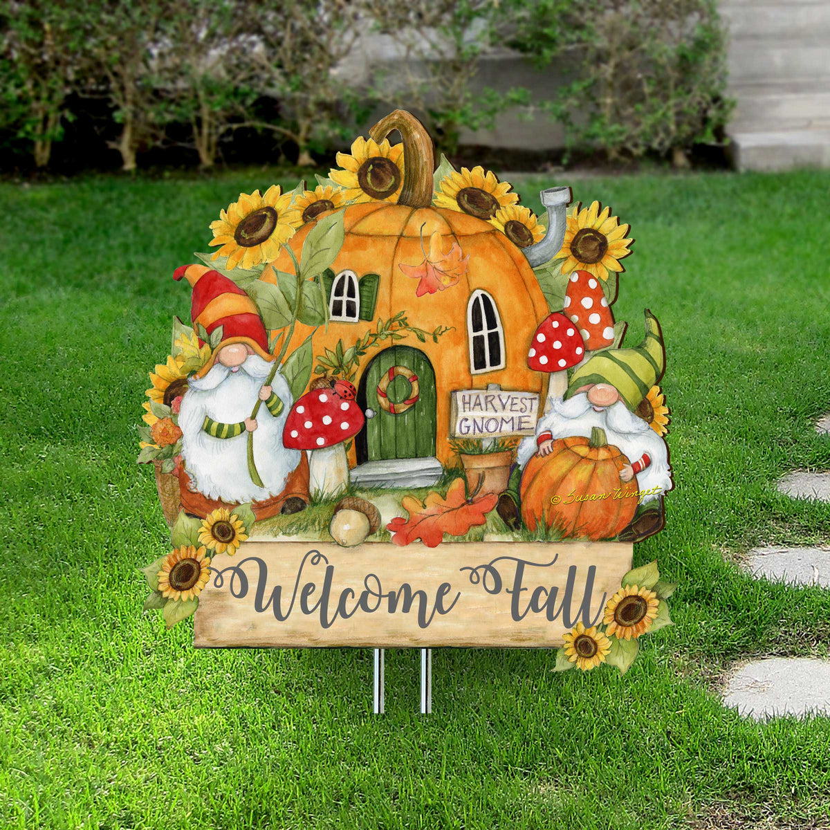 Welcome Fall Gnome Garden Stake – Autumn Outdoor Décor