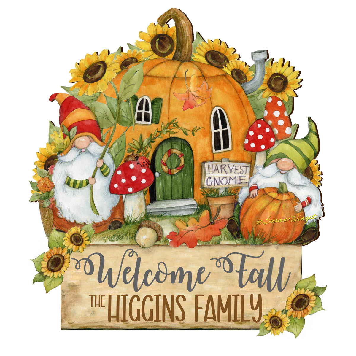 Personalized Welcome Fall Family Sign – Autumn Door & Porch Décor