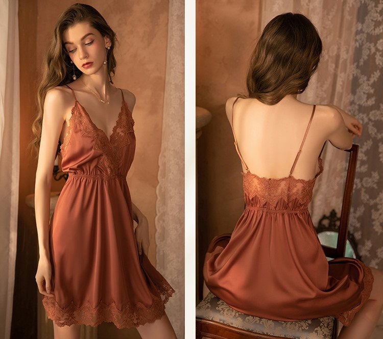 Seductive Lace Silky Robe & Lingerie Set – Sizes S–4XL