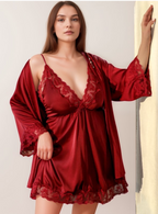 Seductive Lace Silky Robe & Lingerie Set – Sizes S–4XL