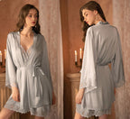 Seductive Lace Silky Robe & Lingerie Set – Sizes S–4XL