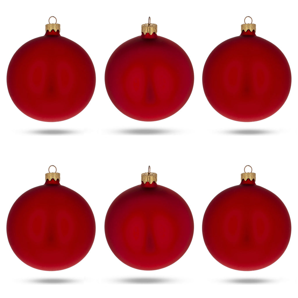 Classic Christmas Matte Red Glass Ornaments – Set of 6