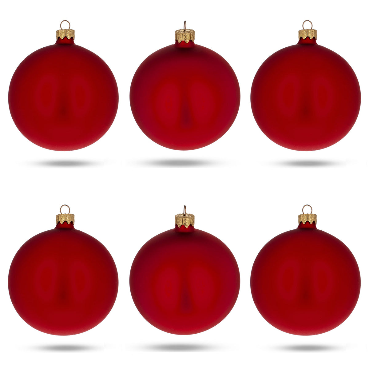 Classic Christmas Matte Red Glass Ornaments – Set of 6
