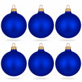 Blue Matte Glass Christmas Ornaments – Set of 6 Mouth-Blown Glass Balls