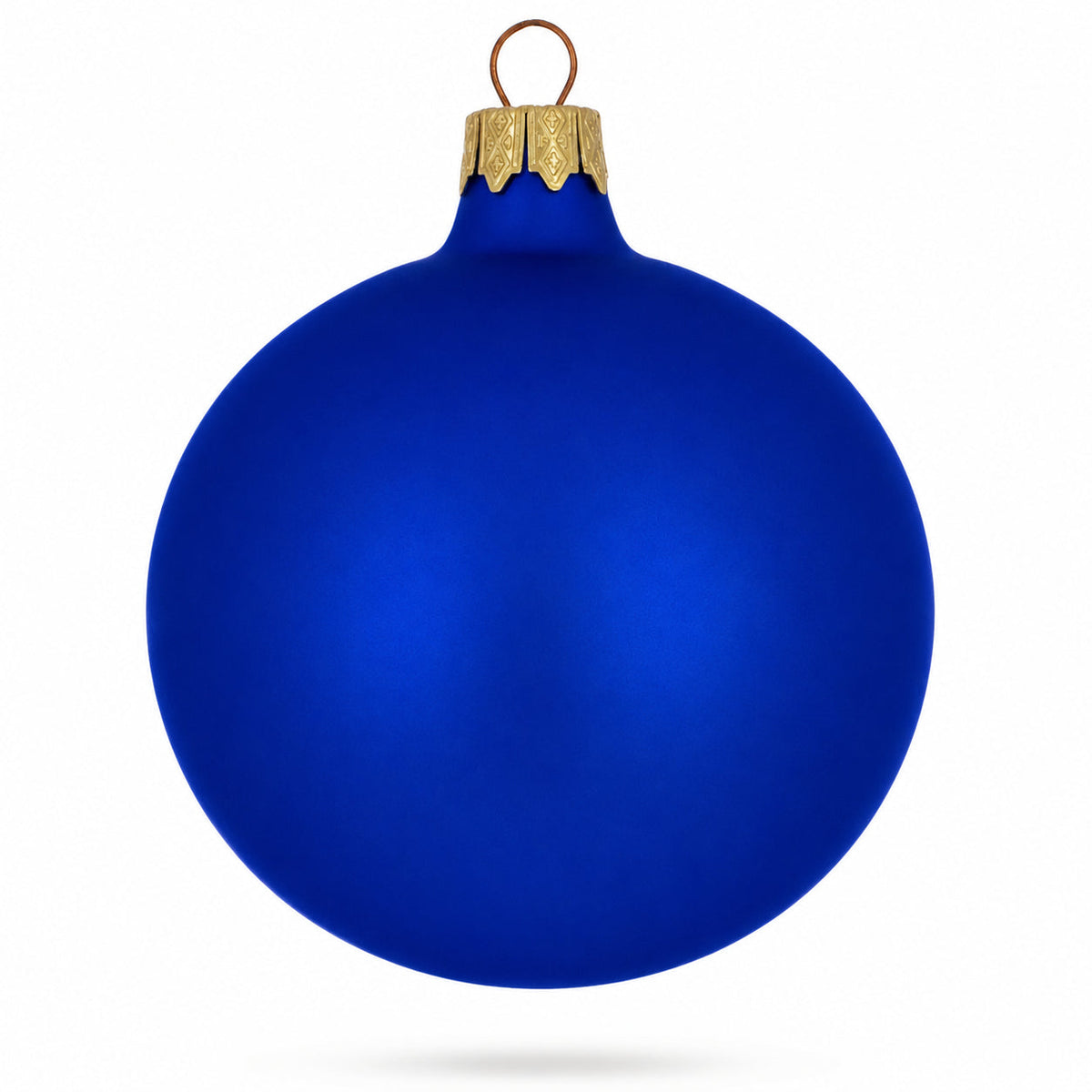 Blue Matte Glass Christmas Ornaments – Set of 6 Mouth-Blown Glass Balls