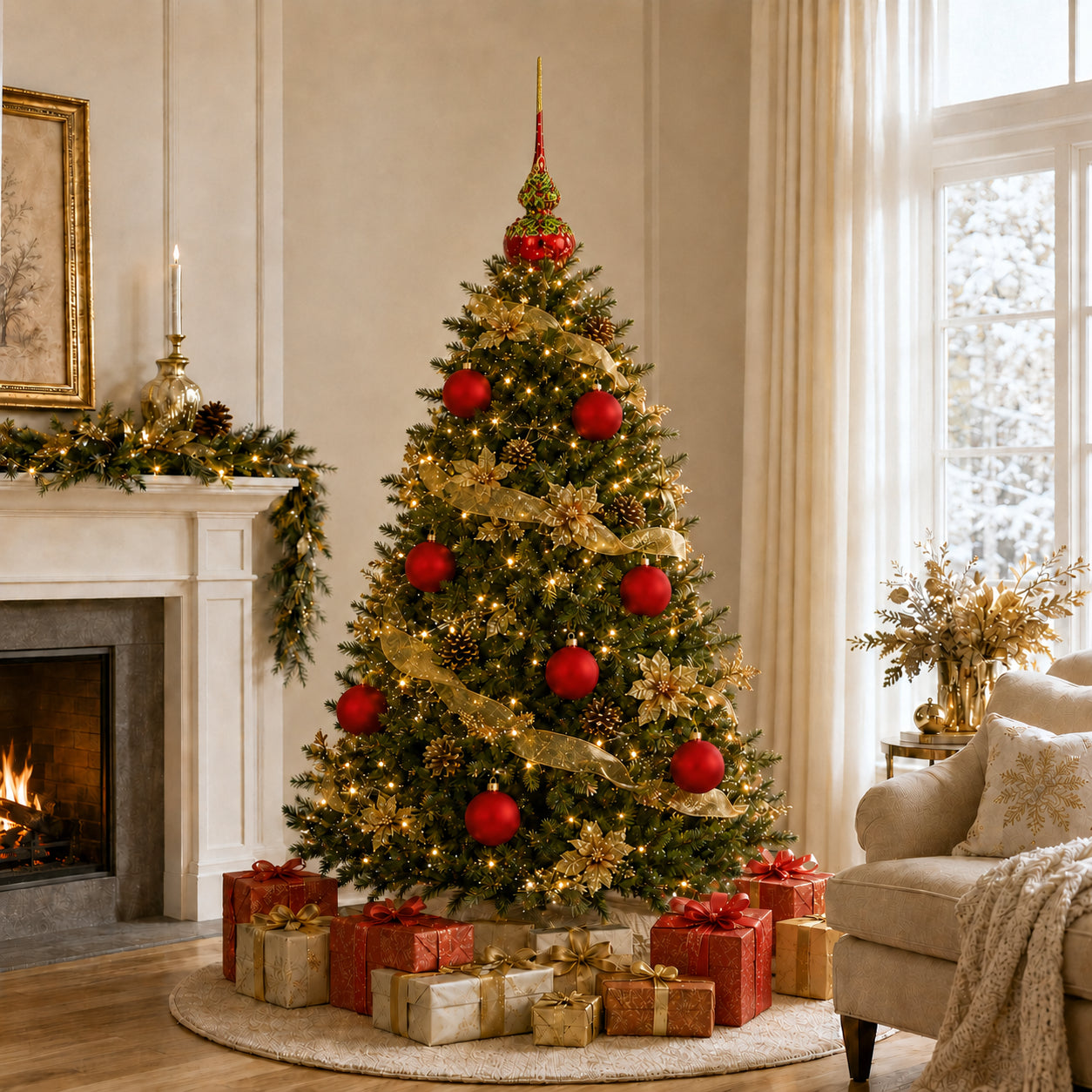 Classic Christmas Matte Red Glass Ornaments – Set of 6
