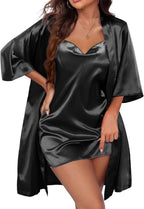 Midnight Kiss 2-Piece Satin Cowl Neck Robe Set