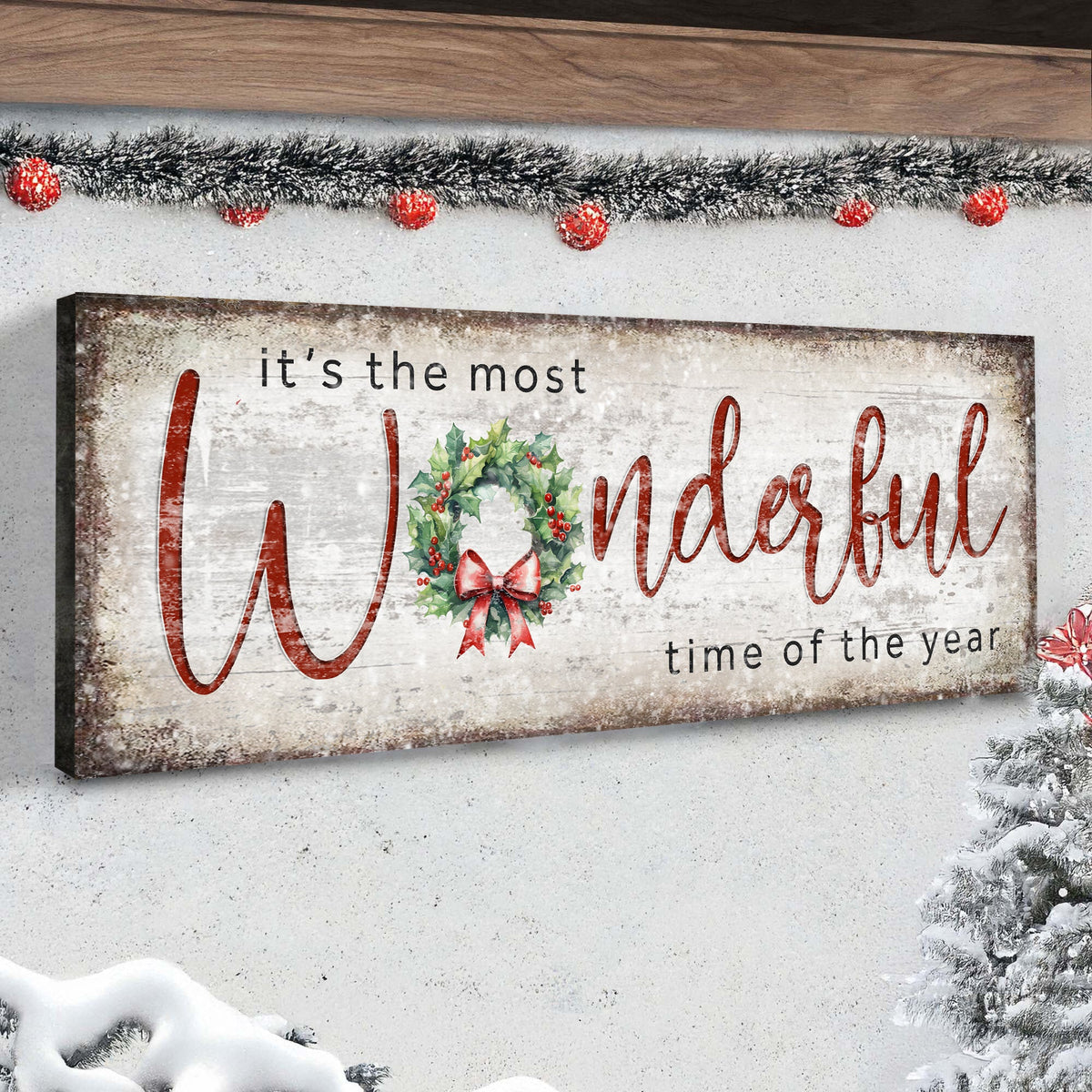 It's the Most Wonderful Time of the Year Christmas Canvas Sign