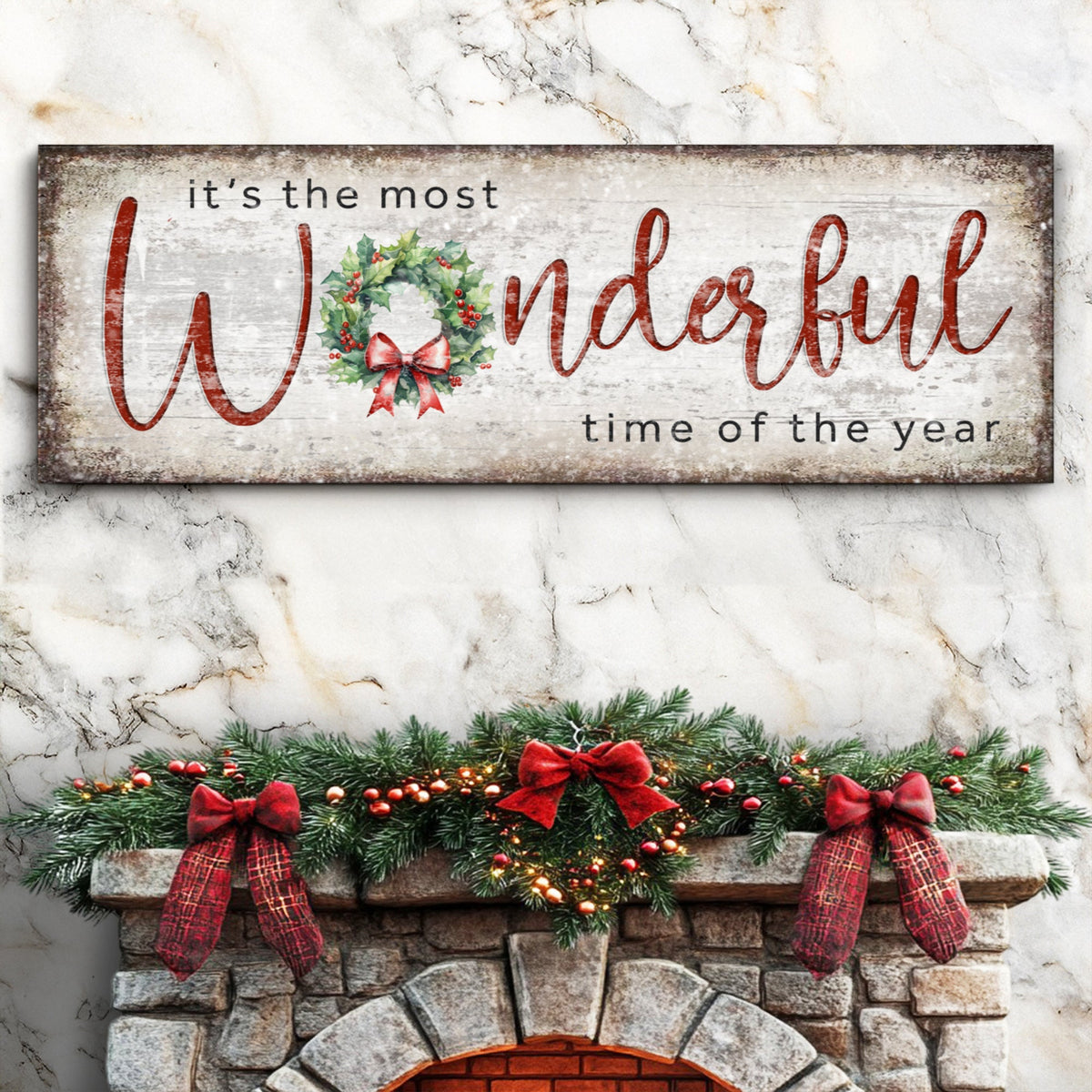 It's the Most Wonderful Time of the Year Christmas Canvas Sign