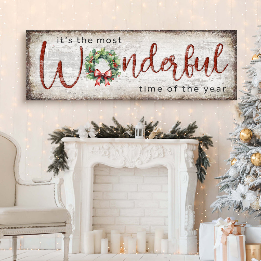 It's the Most Wonderful Time of the Year Christmas Canvas Sign